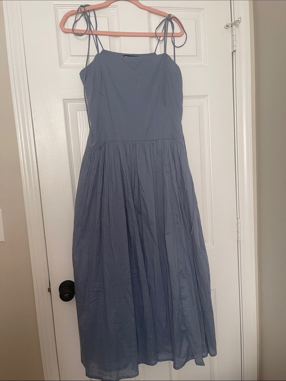NWT Tie-Shoulder Midi Dress in Dusty Blue
